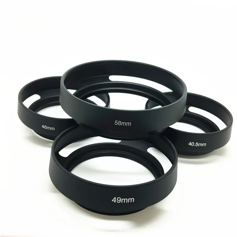 40,5 43 46 49 52 55 58 62 67 mm Czarny wentylowany zakrzywiony metalowy kaptur obiektywu do Leica M do Pentax do canon Sony do Olympus