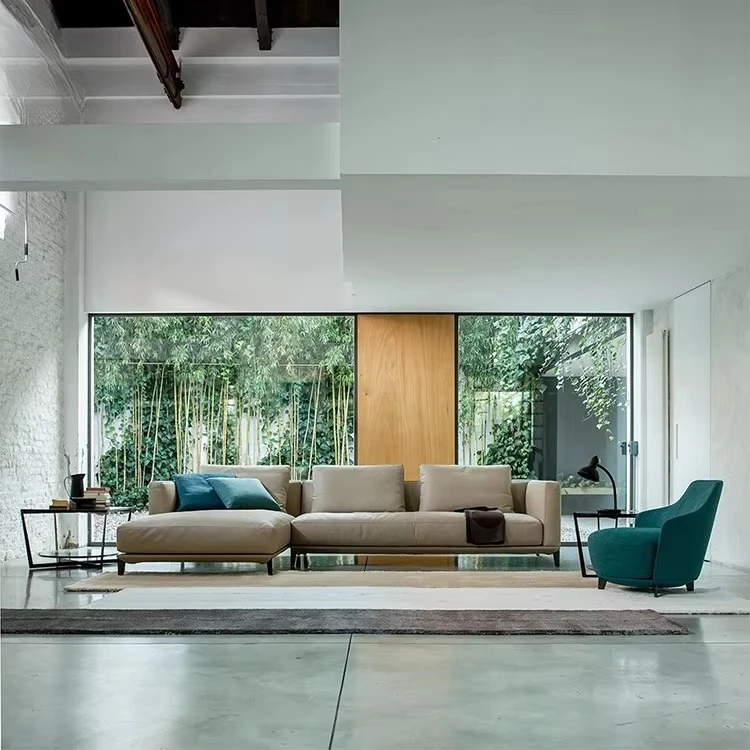 ye-French Customized Retro Fabric Sofa in the Living Room the Antique Straight-Line Luxury Sofa Italian Minimalist Leather Sofa-