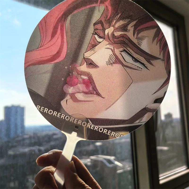 Anime JOJO Kakyoin Noriaki Kirschblüten-Cosplay-Fächer, Unisex Lentikular-Fächer mit beweglicher Hand, Kreatives Accessoire für Cosplay-Partys und Alltag – Detail 3