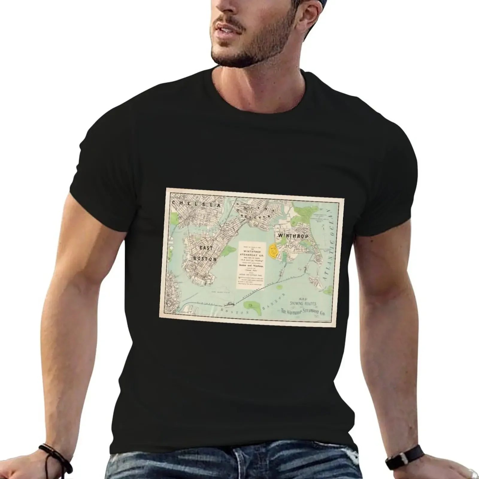 Vintage East Boston, Winthrop & Chelsea MA Map (1896) T-Shirt anime stuff graphic t shirt vintage workout shirts for men