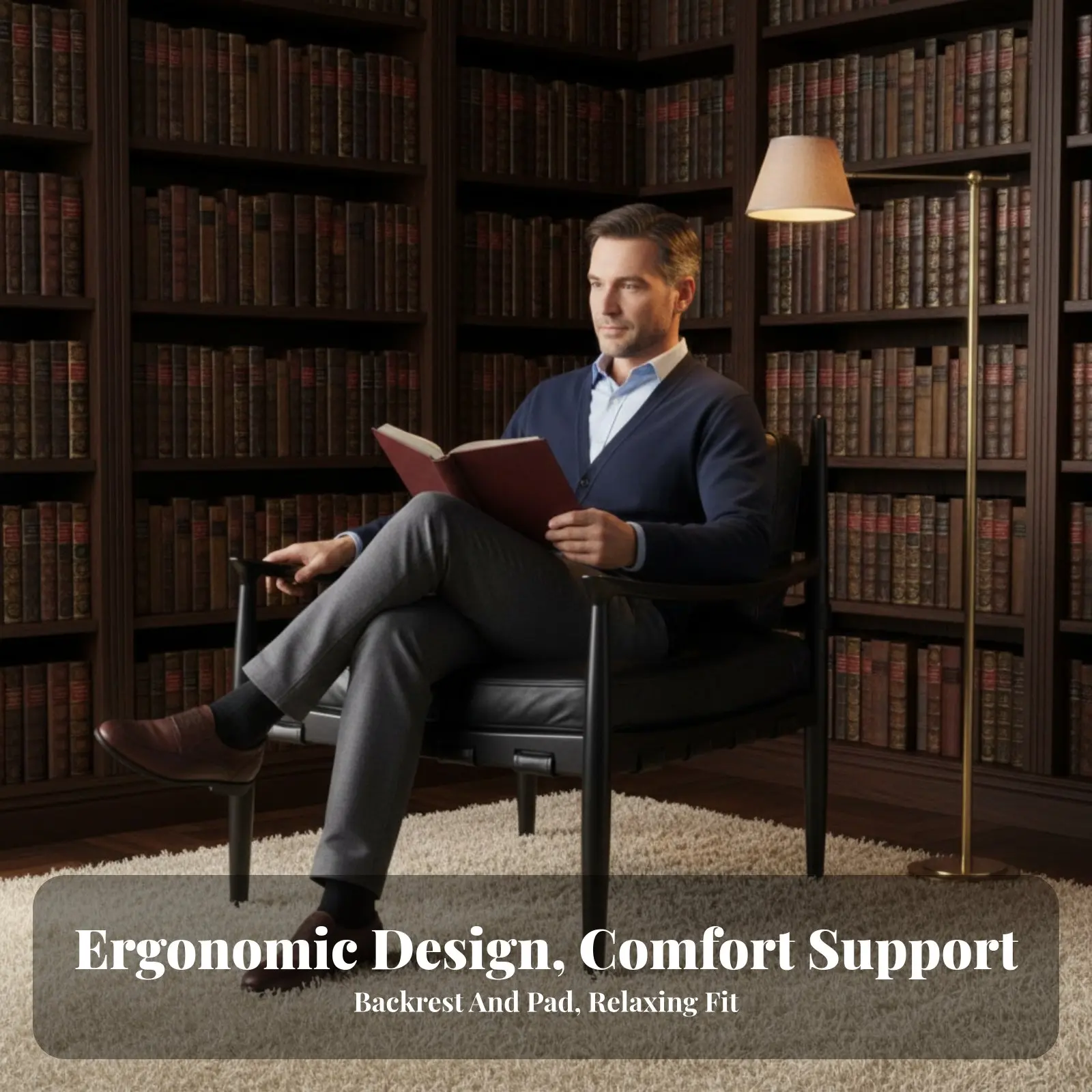 

Upholstered Wood-Frame Armchair Nordic design theme Wooden Z-Frame Armchair retroera Modern Retro look for Living Room, Bedroom