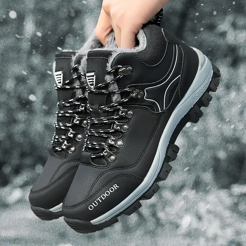 

Men's Snow Boots with Fleece Warmth Mid-top Lace-up Wear-resistant High-quality Original Autumn Winter Outdoor Hiking Boots