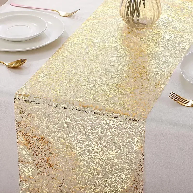 Sparkle Metallic Gold Thin Table Runners Gold/Silver Sequin Glitter Metallic Foil Thin Mesh Roll Wedding Valentine's Day Decor