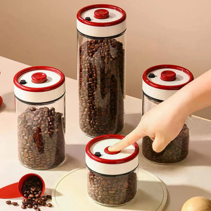 Picture 5: Coffee Beans Vacuum Sealed Tank Transparent Glass Food Storage Jars Household Moisture-proof Air Extraction Airtight Container