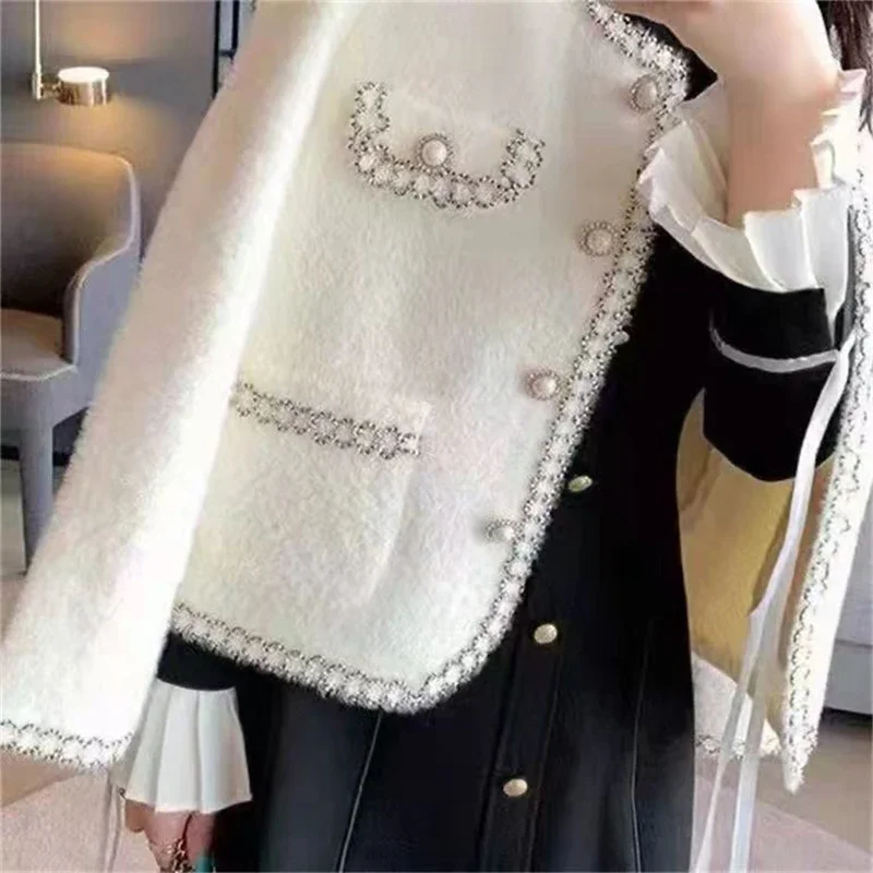 Autumn Winter Women's Elegant Fashion All-match Coat Ladies Temperament Buttons Cardigan Top Female Loose Casual Outwear Jacket