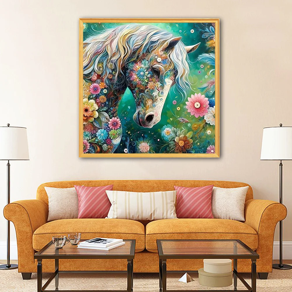 Evershine Diamond Painting Horse Animal Full Square Round Diamond Embroidery Flower Mosaic Art Wall Decor