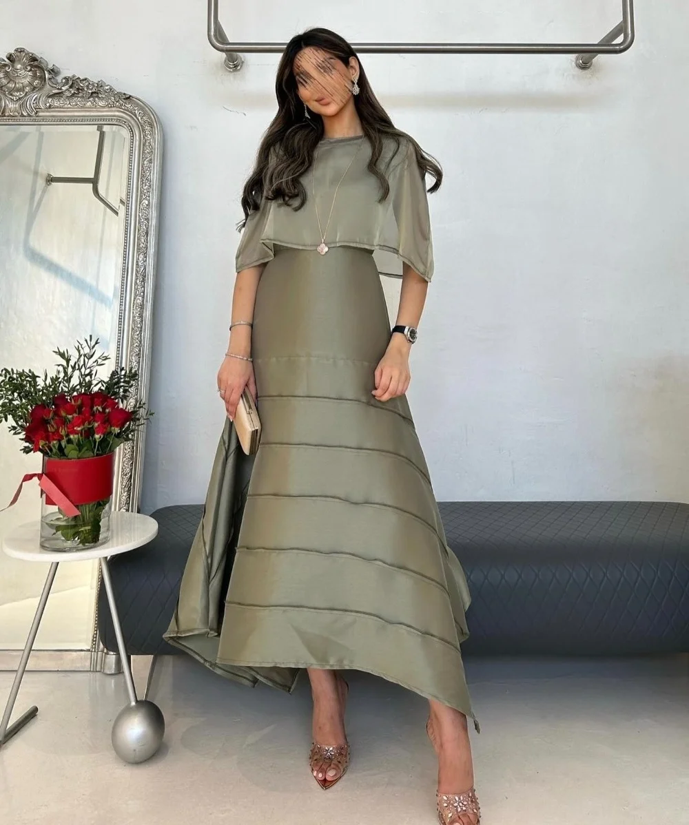 Customized Fashion Simple Pleat A-line High Collar Midi Dresses Evening Dresses Sizes Available High Quality Modern Style Matchi