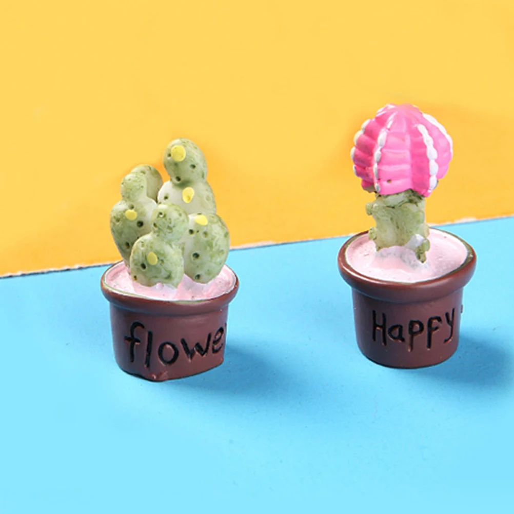 

6pcs Mini Potted Plants Figurines Resin Succulent Decor Living Room Bedroom Office Car Garden L scaping nament