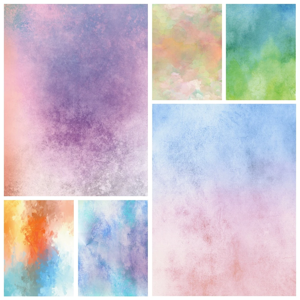 Vintage Watercolor Photography Backdrops Studio Props Gradient Solid Color Photo Backgrounds Birthday Portrait Backdrops