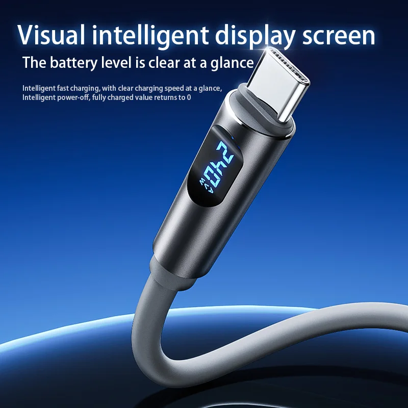NNBILI 240 W Typ C auf Typ C Schnelles Super-Lade-Digitalanzeigekabel USB-C-Datenkabel für iPhone 15 16 17 Samsung Huawei Xiaomi – Detail 7