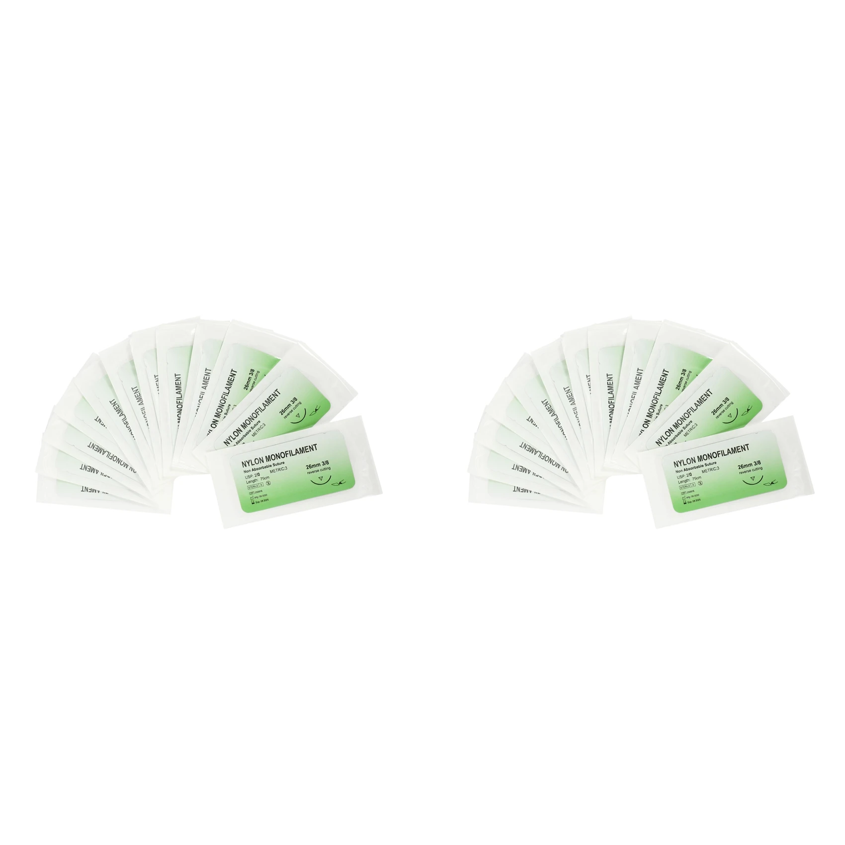 A75Q-24 Pcs Needle Suture Nylon Monofilament Thread Suture Practice Kit 2/0