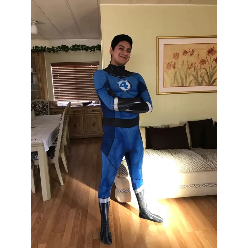 Adults Kids Fantastic Four Cosplay Costume Boys Men Zentai Catsuits Anime Mr. Fantastic Superhero Halloween Bodysuit