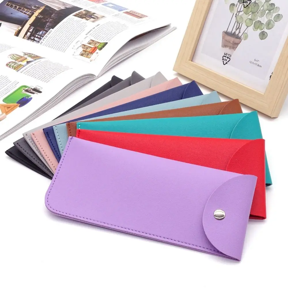 Solid Color PU Leather Glasses Bag With Metal Buckle Sunglasses Bag Lipstick Storage Bag Sundries Jewelry Pouch Coin Purse