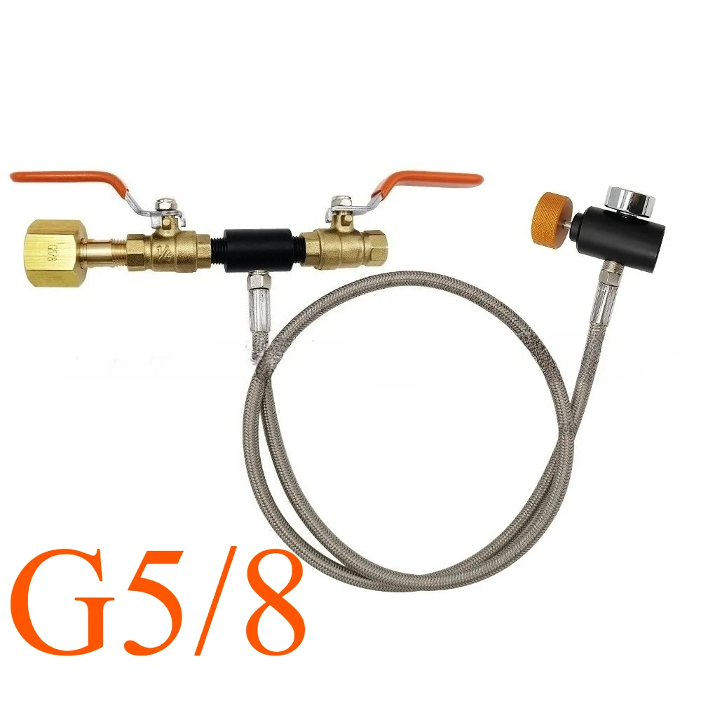 

G5/8 Thread CO2 Cylinder Refill Valve, Universal Adapter for Sodastream Bottles, DIY Carbonation Kit with Pressure Gauge