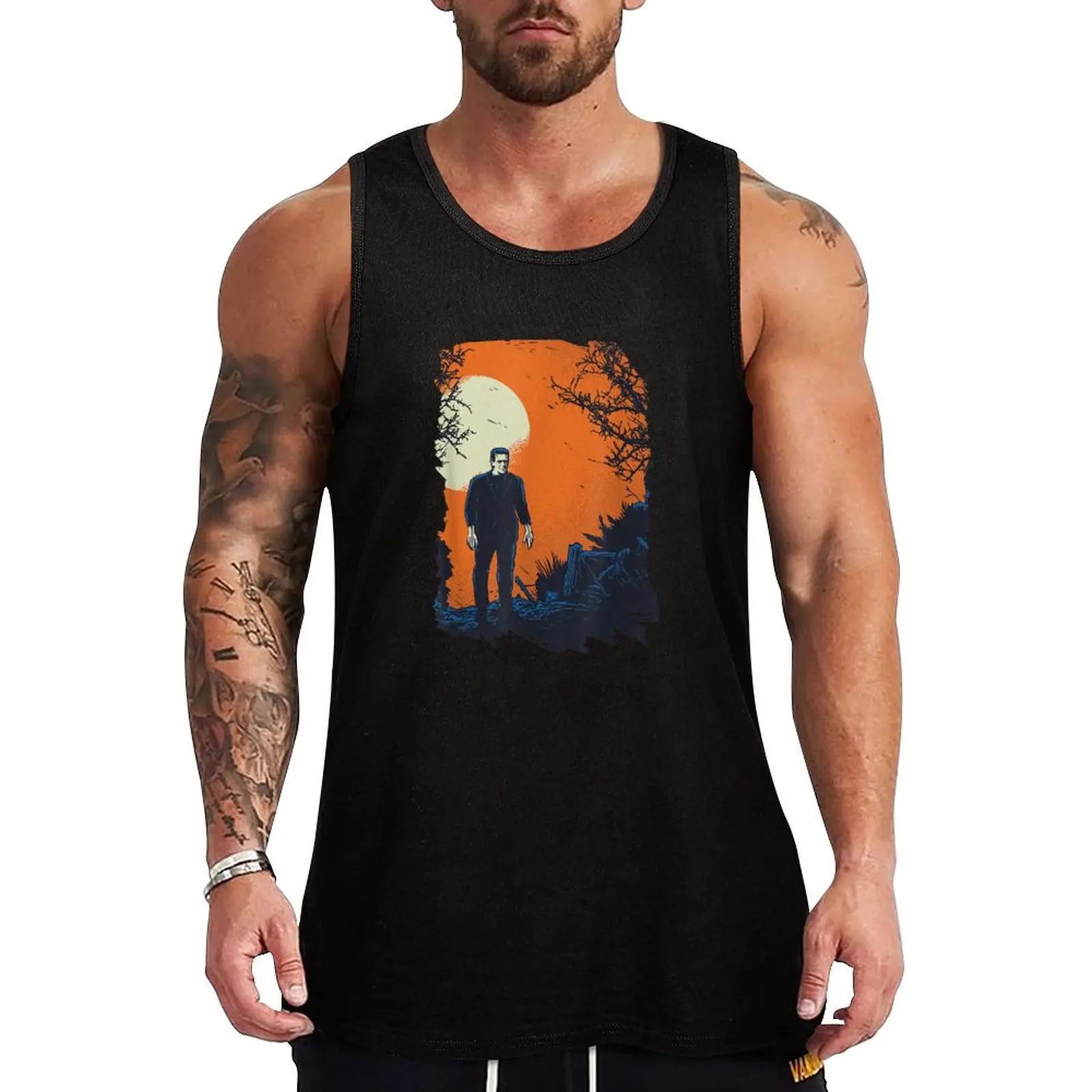 

Frankenstein Monster Walking in The Sunset Halloween Tank Top singlets for men man sexycostume plain t-shirt gym for men
