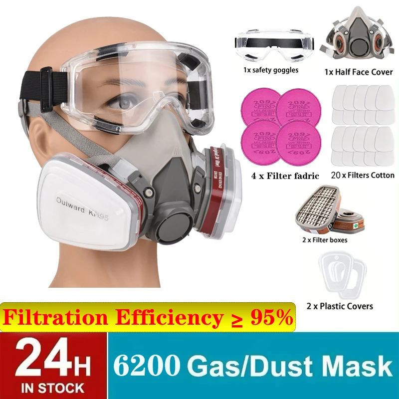 

6200/30 in 1 dust-proof gas respirator Half-face dust mask sprayed with organic steam chemical gas filters work safely