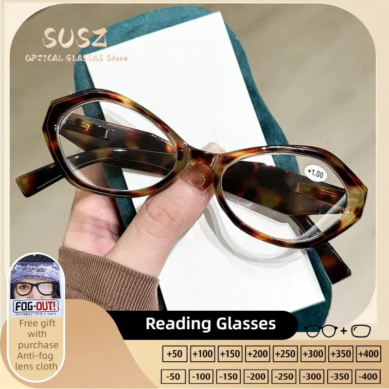 

SUSZ Reading Glasses Trendy Currents Oversize Frame Anti Blue Light Myopia Glasses Prescription Optical Glasses