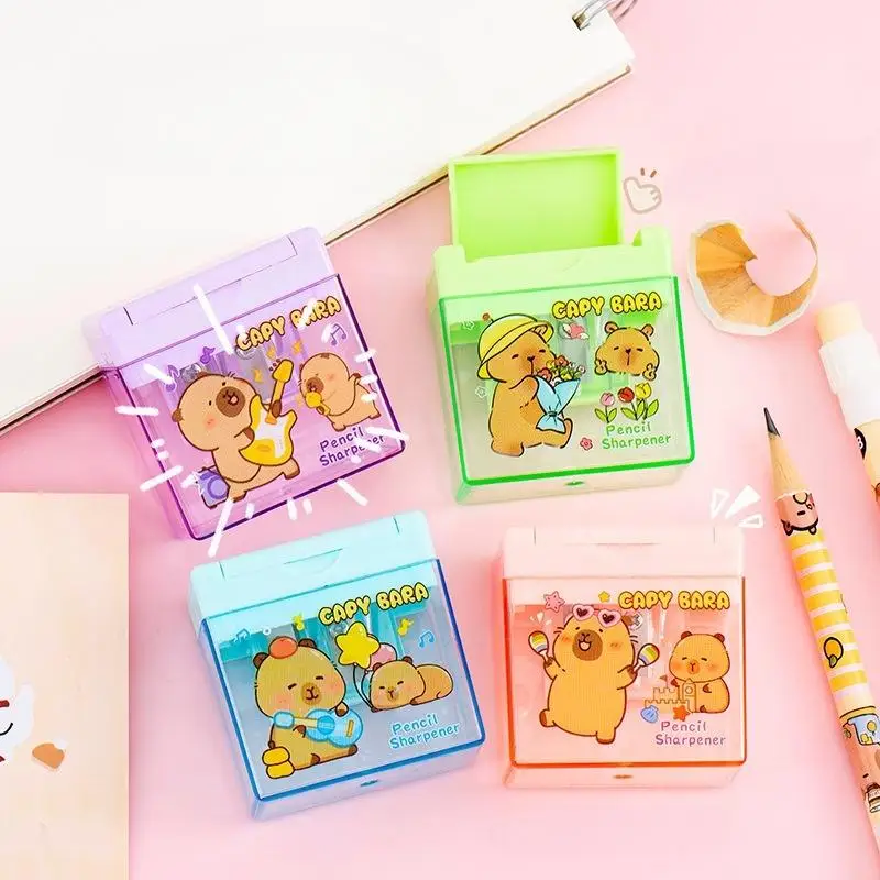 1/4Pcs Cute Capybara Design Double Slot Pencil Sharpener Kids Stationery Office Tools