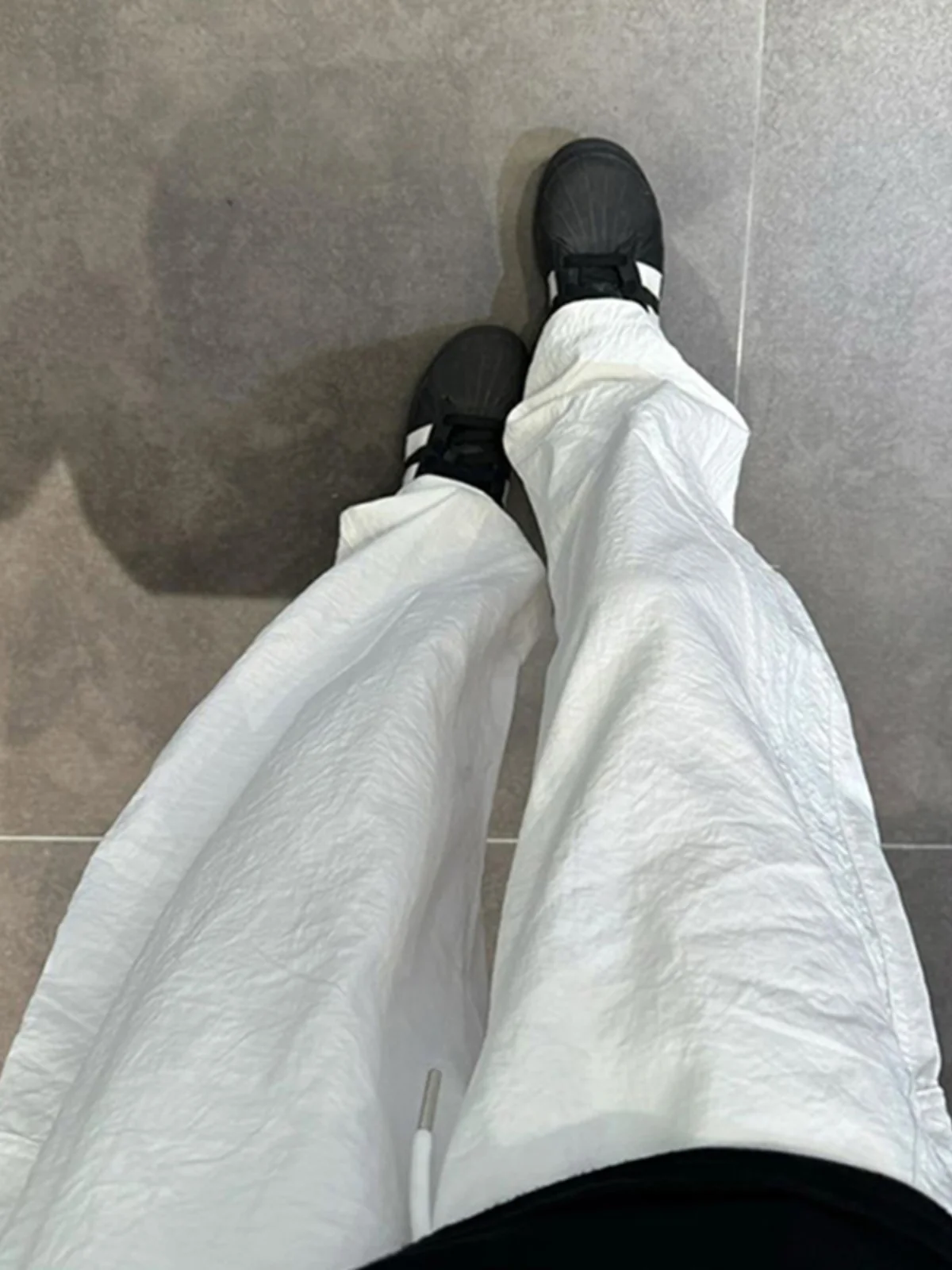 

American Retro Ice Silk Parachute Pants Men's Summer Lazy Loose Feelings High-End Qui Dry Casual Knife Pants Straight Leg C...