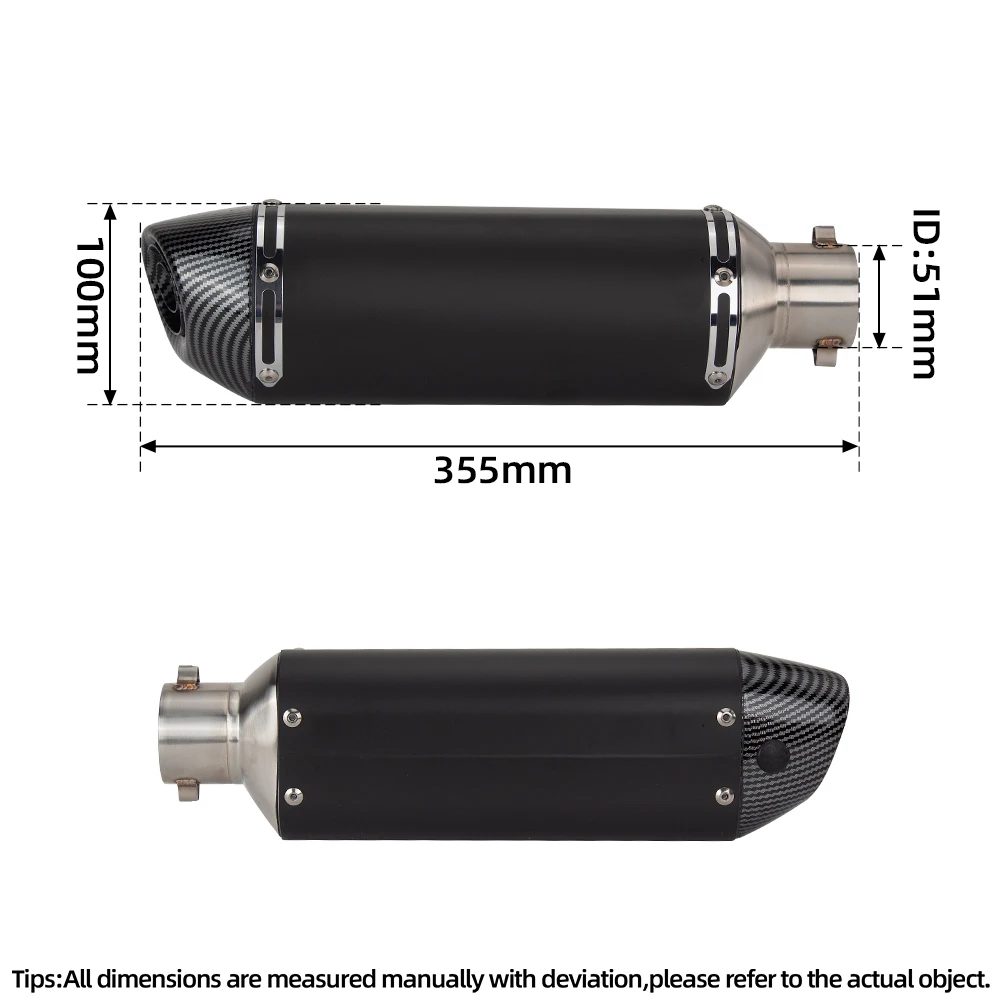 Motorcycle Exhaust Muffler 51MM Racing Escape Kit R77 Tail Tube with DB Killer For Z650 Z900 Ninja7 MT03 FZ6N CBR600RR G310RR R3