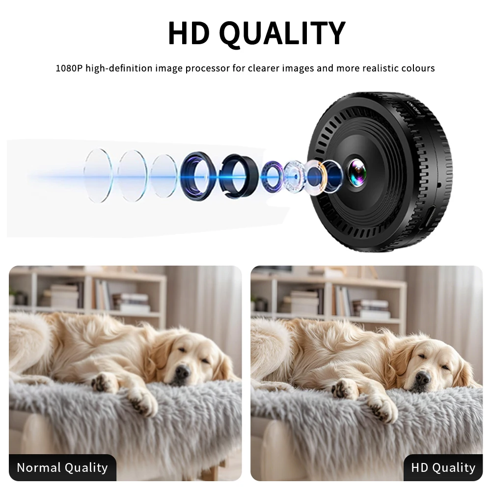 كاميرا رياضية HD 1080P مع رؤية ليلية WiFi 140 °   كشف الحركة بزاوية واسعة 2.5 ساعة، بطارية TF تدعم ما يصل إلى 256 جيجابايت للسيارة Home Secu