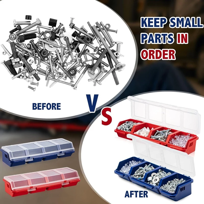 6Pack Screw Organizer Box With Lids 4 Compartments Tool Bin Divider Compartment Containers Sorting Screw Toolbox Case