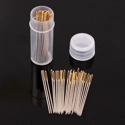 30pc Leather Sewing Needles Big Eye Manual Embroidery Stitching Fabric Cross Stitch Knitting Tool with Needle Cylinder