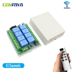CENFAYA DC 12V Wireless Relay Remote Control Switch 433MHz RF 8 Channels Relay Receiver Board 8 KEY Transmitters for Motor Door