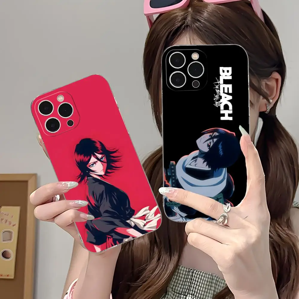 

Bleach Rukia Kuchiki Mobile Phone Case for iPhone 16 15 14 13 12 11 X XR XS 8 6 Pro Max Plus Mini Clear Colour Printing Luxury