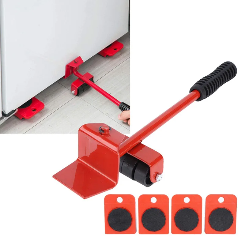 5PCS Furniture Lifting Tools Heavy Stuffs Moving Roller Lifter Furniture Move Transport Tools Portable Wardrobe Sofa Slides Kit