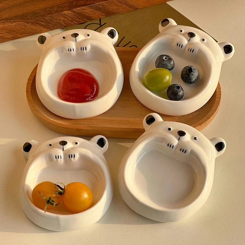 Bonito pequeno cão cerâmica pequena sabor placa molho manteiga pequena placa mini sushi molho de soja mergulhando tigela utensílios de cozinha
