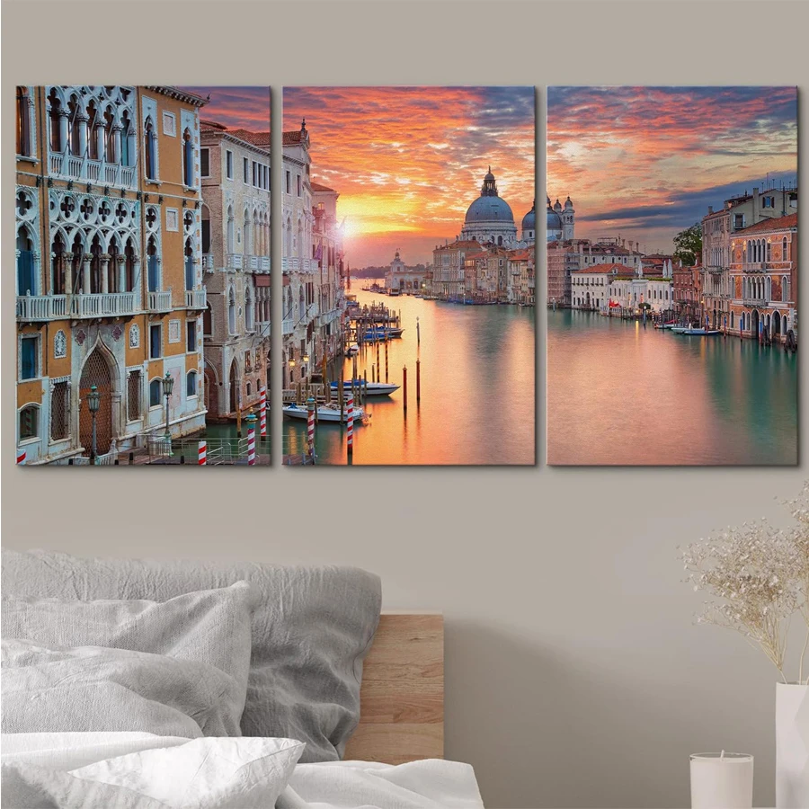 5D diamond mosaic 3pcs veneziano Grand Canal,Saint Maria de la Salute alla cattedrale trapano completo pittura diamante triptych decor