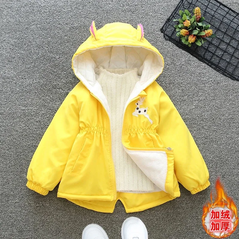 Keep Warm Winter Jackets For Girls Cute Christmas Little Princess Coat Thick Kids Windbreaker Hooded Children Outerwear Clothing