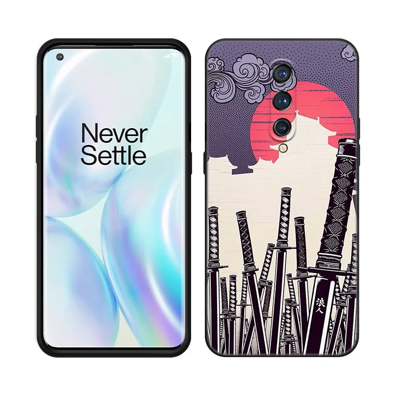 Red Sun Japanese Anime Black Silicone Phone Case For OnePlus 9R 10R 11R 12R ACE 2 Pro 2V 3V Nord CE 2 3 Lite 4 N10 N20 N30 SE 5G