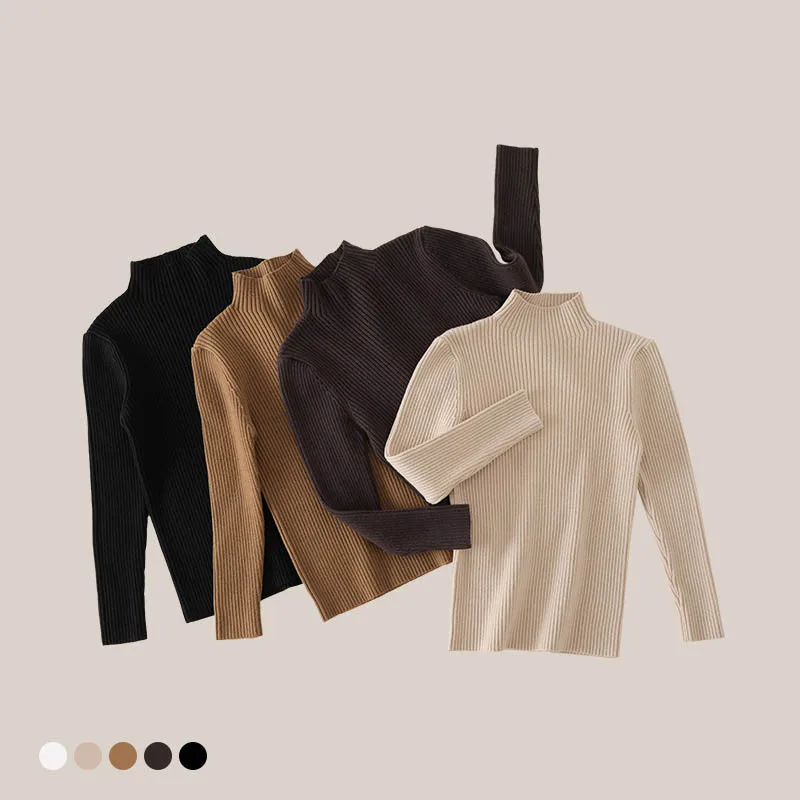 

Ins свитер для девочек от 1 до 12 лет, осенне-зимняя детская вязаная майка для девочек, свободная полуводолазка, пуловер для девочек-подростков, трикотаж