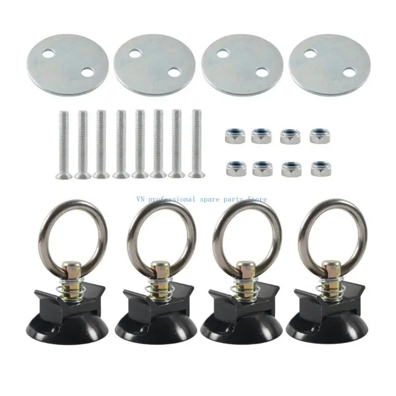 41XA 4 Sets Tie Down System for Trailers to Tie Down ATV Motorcycle L Track Tie Down Round Tie Down Anchors Point