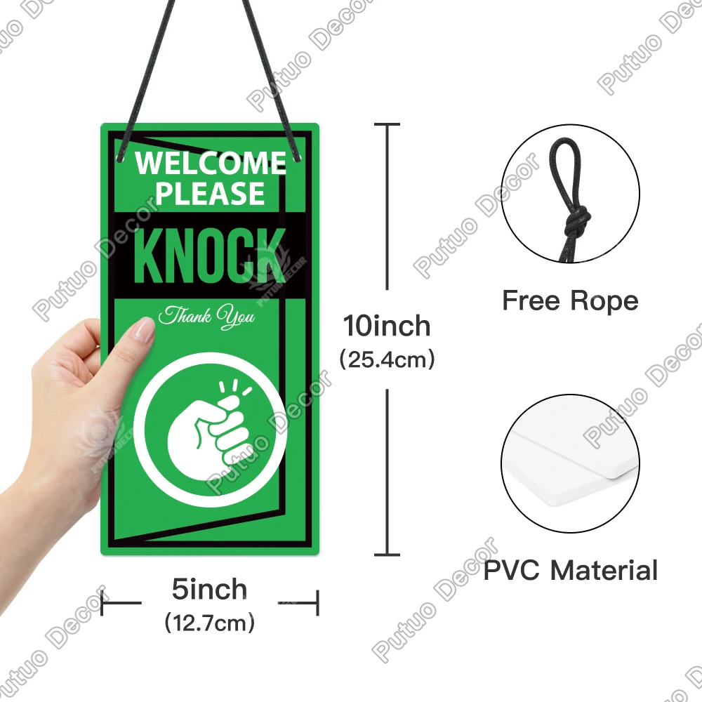 Putuo Decor 1pc PVC Double-sided signage, Do not disturb Thank you Welcome knock Thank you, home office clinic plaque ，gift