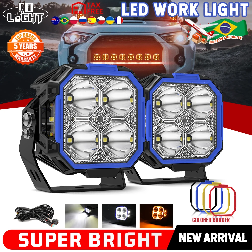 

CO светильник 3 дюйма, боковые фонари, желтая, белая боковая стрельба, внедорожник, Мерцающая работа, для грузовиков, лодок, внедорожников с проводом