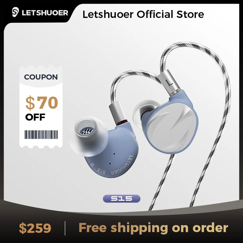 LETSHUOER S15 Third Generation 14.8mm Planar Driver R-Sonic Passive Filtering Module Hifi Wired In Ear Monitor