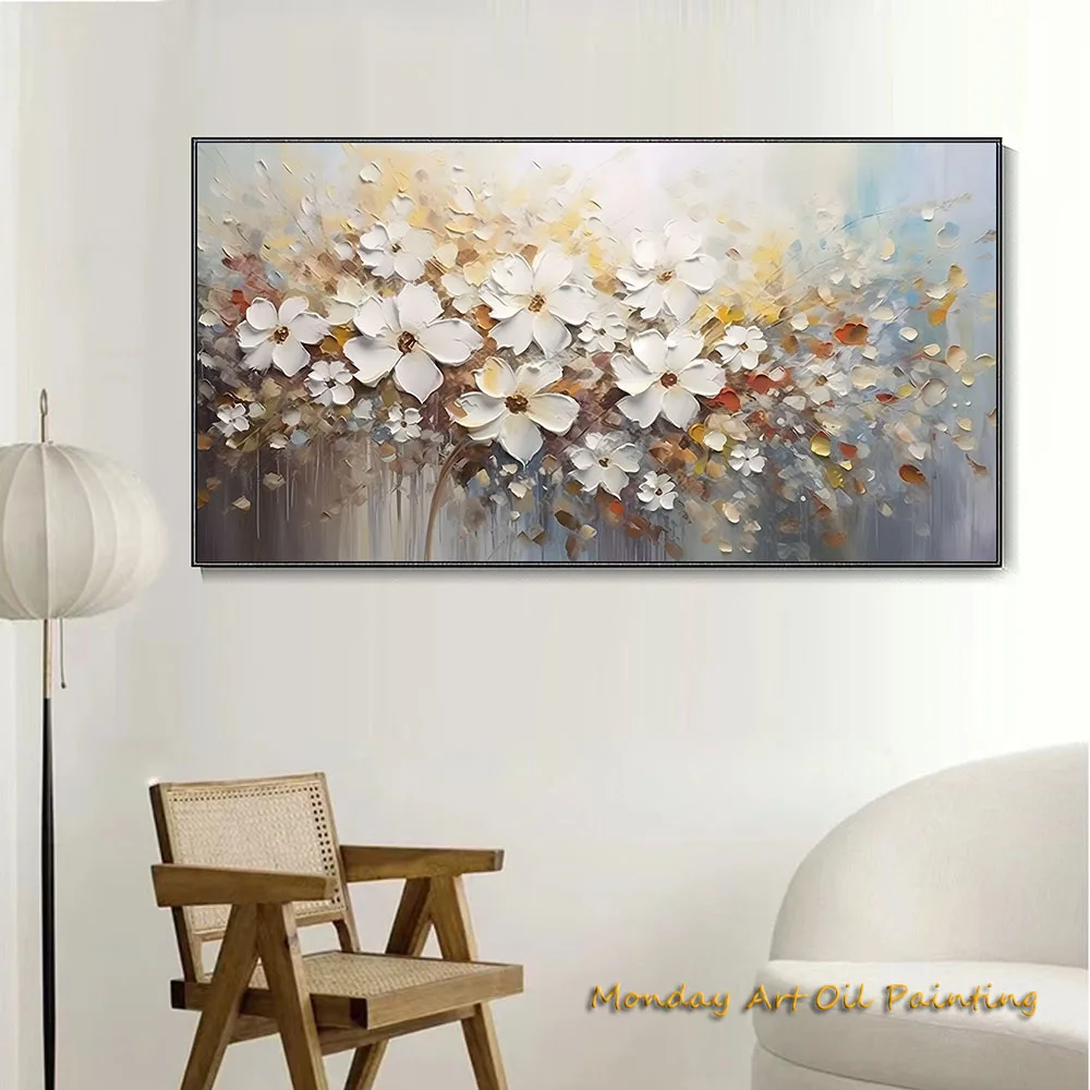 Hand Painted Flower Oil Painting On Canvas Abstract Purple Flower Painting Palette Knife Painting Art Fedex Shipping Cost