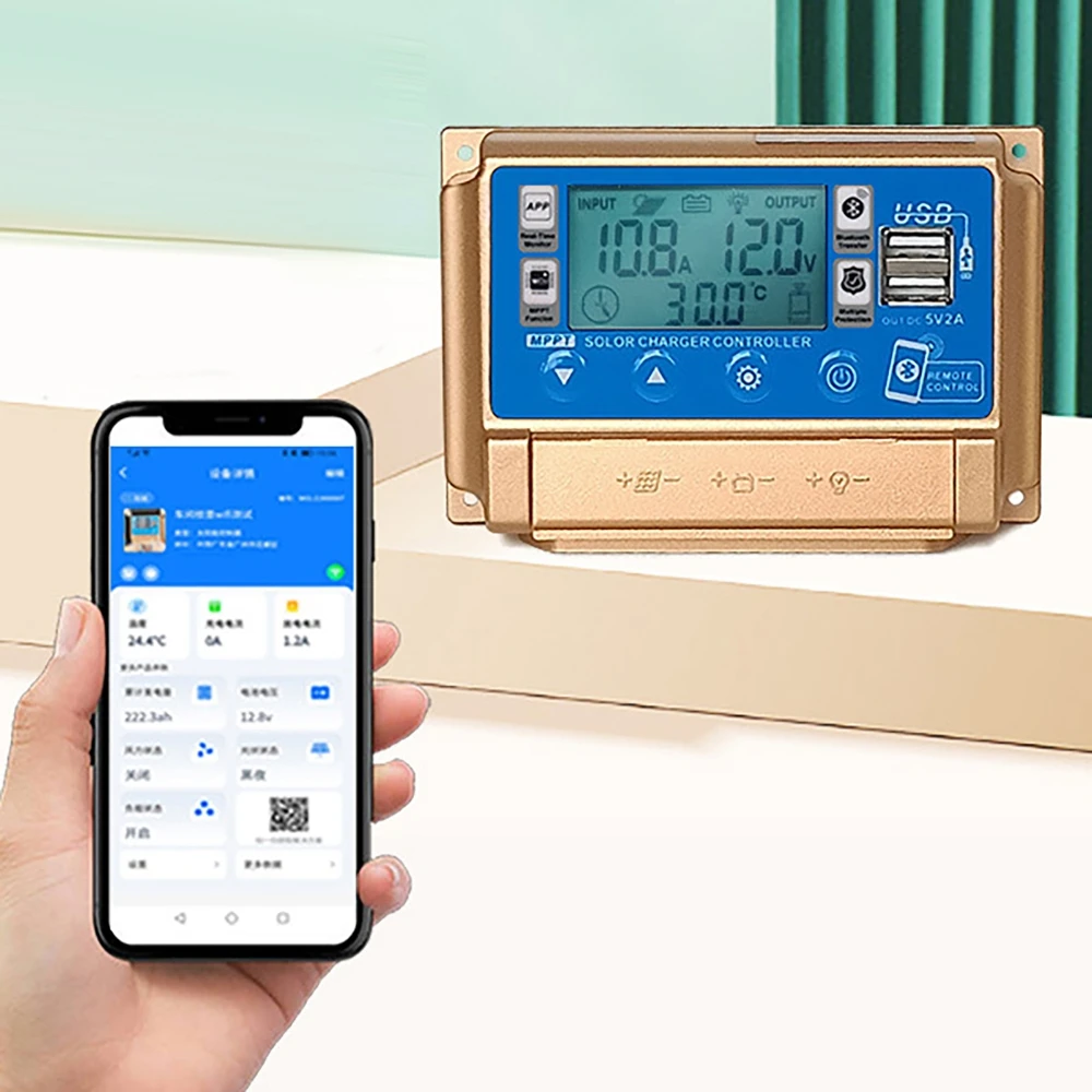 

12V/24V 30A 40A 50A 60A Bluetooth MPPT Solar Charge Controller High Definition LCD Large Digital Display Battery Smart Regulator