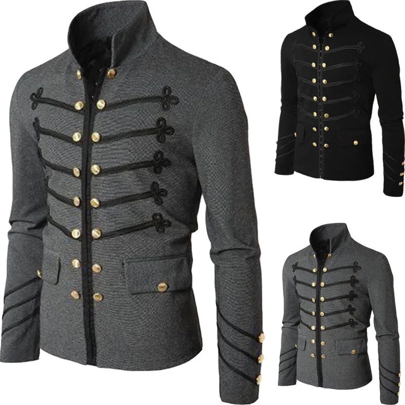 Men's Tops Coats Jackets Long-sleeved Cardigans Performance wear Embroidered Double-breasted Solid color New Trendy Casual Fit