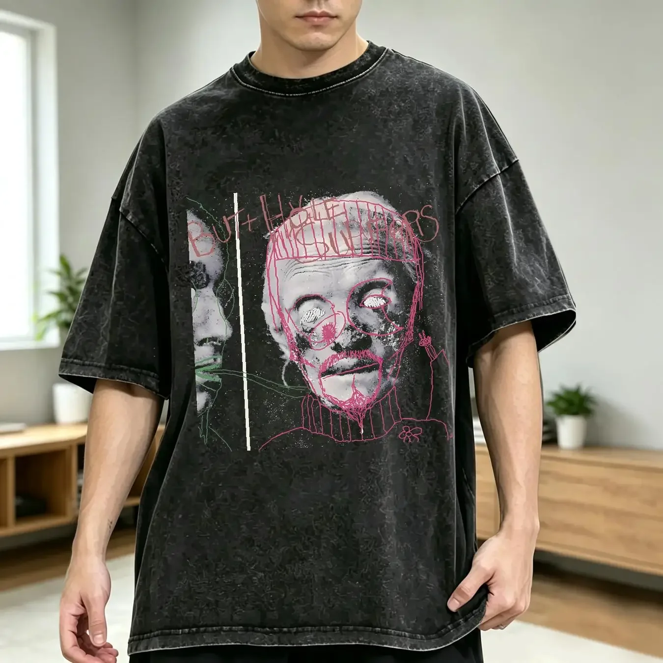 washed T Shirt Butthole Surfers Band Black HF288699 long or short sleeves vintage Washed graphic Breathable Versatile Unisex