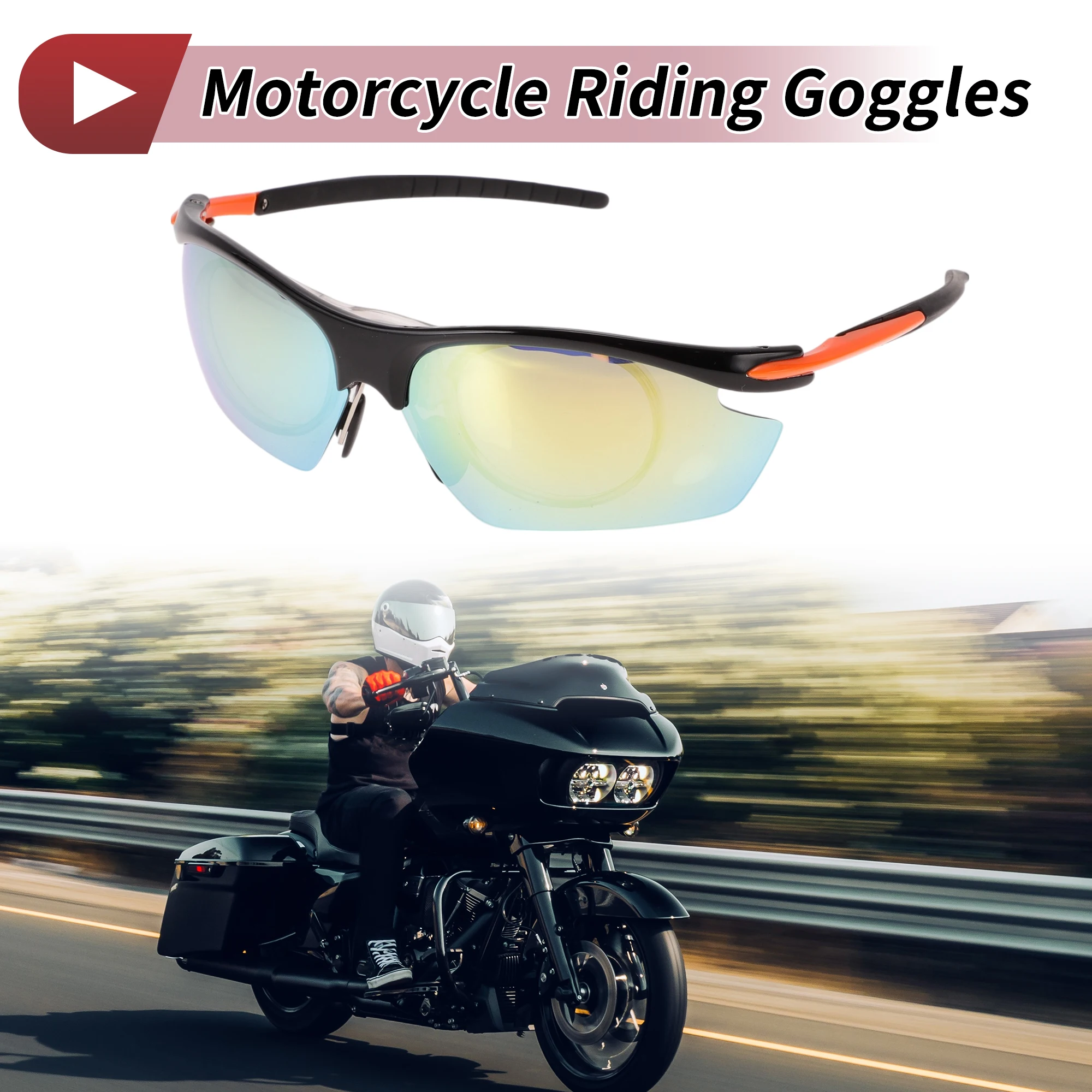 

X Autohaux, 1 шт., очки для езды на мотоцикле, линзы золотого тона, оранжевая, черная оправа