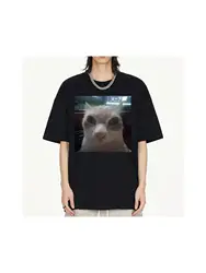 Funny El Gato Meme Sad Crying Cat Munchkin Kitty Meme Trendy Graphic Tshirt Men Women Harajuku Streetwear T-shirts Loose Tee7789