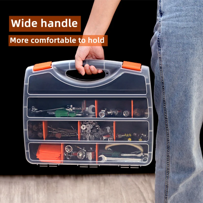 ABS Plastic Portable Parts Box Toolbox Multi-Grid Screw Storage Box Metal Parts Hardware Tool Screwdriver Auto Repair Tool Box