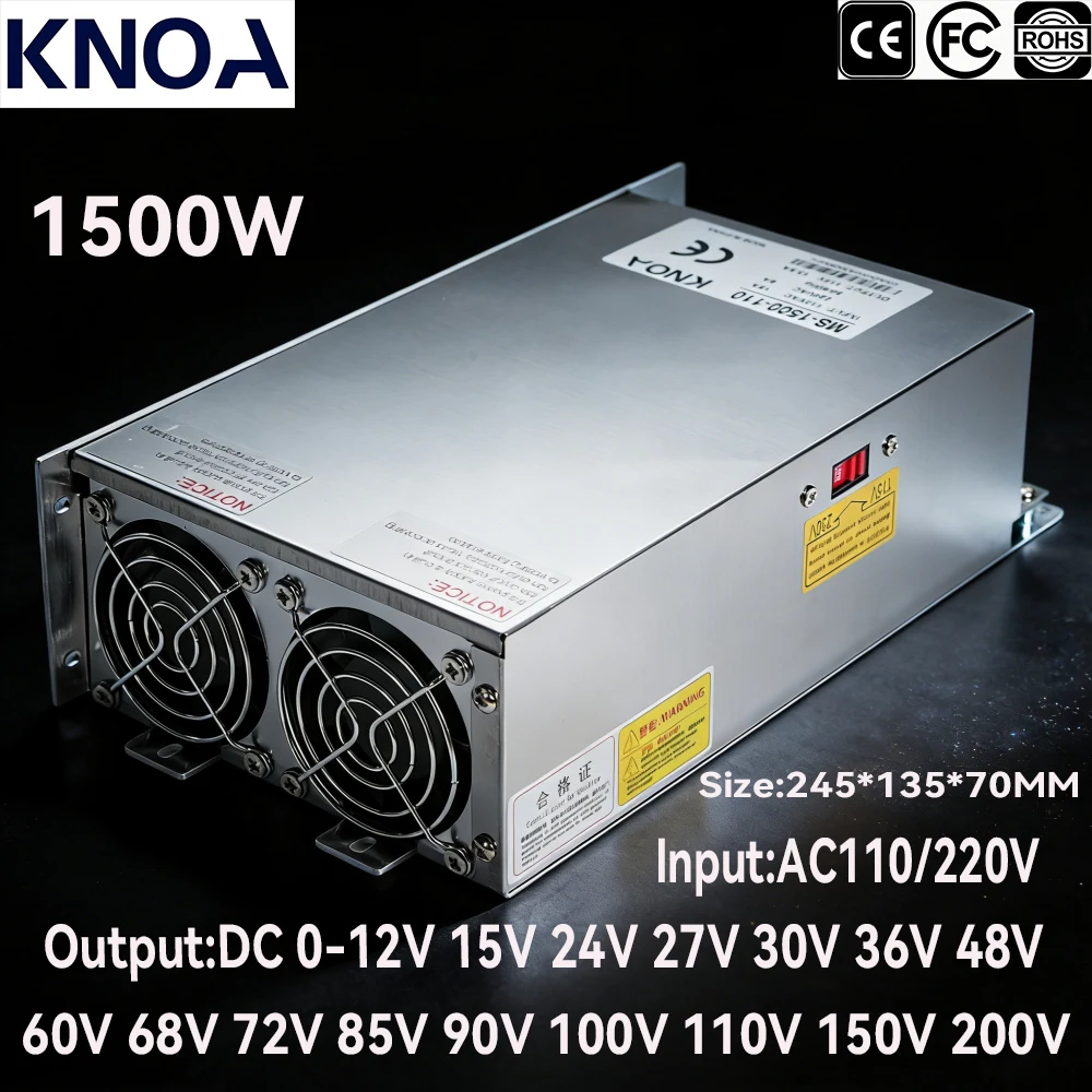 

Adjustable Power Supply 1500W 0-12V 15V 24V 36V 48V 60V 72V 110V 150V 220V Output Current Adjustable 110/220V