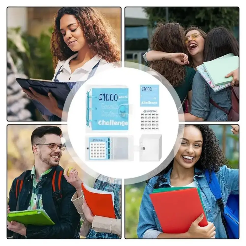 Mini Money Saving Binder PVC Cash Envelopes Savings Challenges Book Durable $150/300/500/1000 Mini Budget Binder