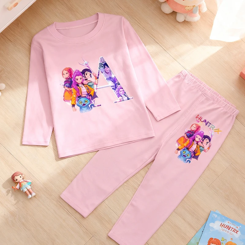 

Kpop Demon Hunters Derong pajama set Children letter Sleepwear Girl autumn winter loungewear kid outfits tops bottom clothes set