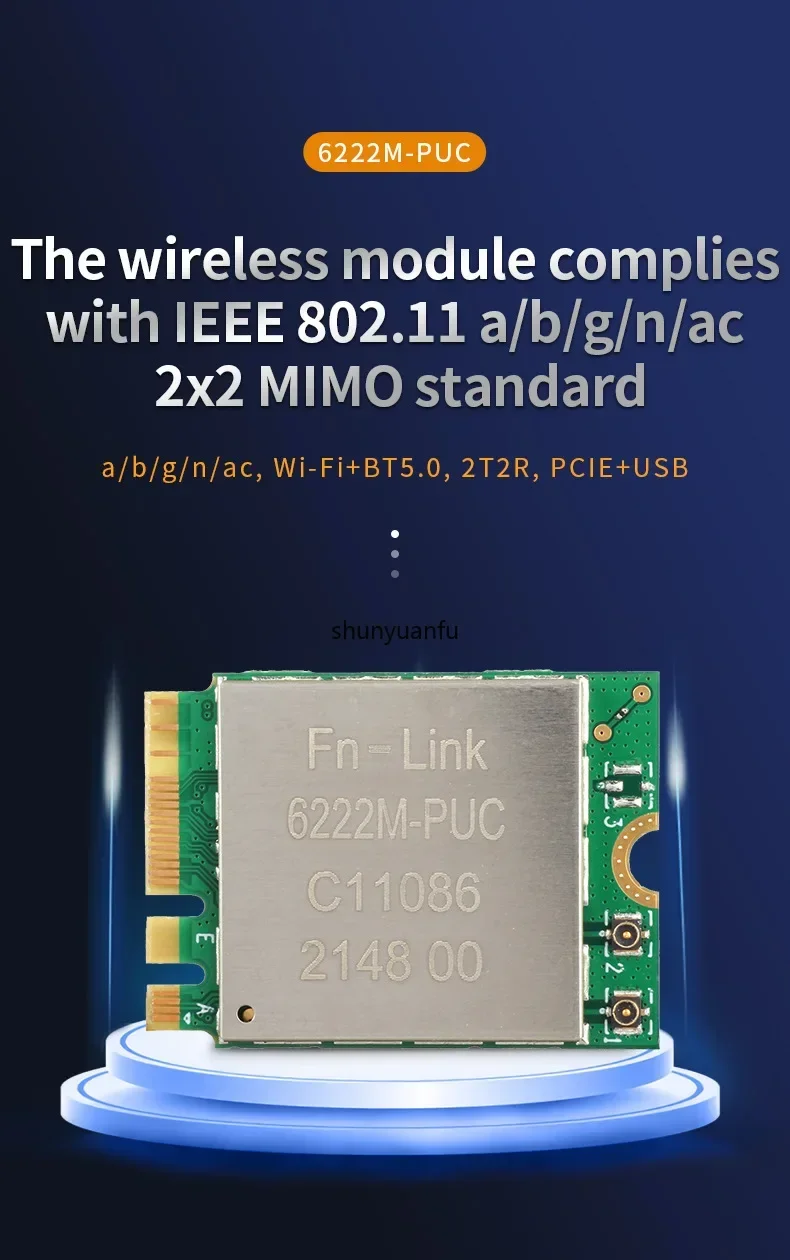 2 uds-10 Uds Realtek RTL8822CE Ouzhitong fn-link6222M-PUCwifi módulo Bluetooth 2T2R interfaz M.2